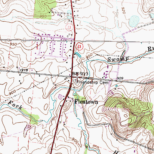 Topographic Map of Friendship Cemetery, OH