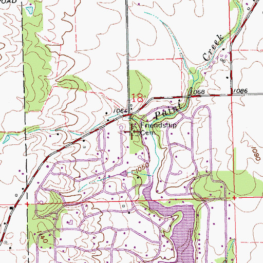 Topographic Map of Friendship Cemetery, OH