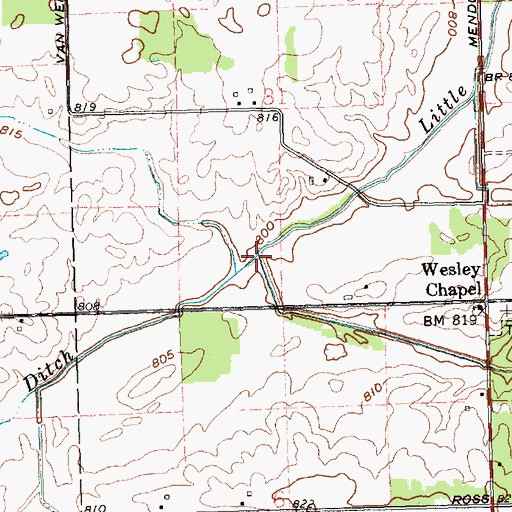 Topographic Map of Frisinger Ditch, OH