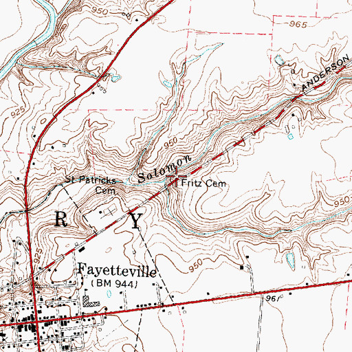 Topographic Map of Fritz Cemetery, OH