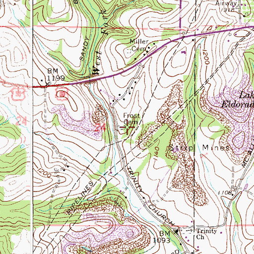 Topographic Map of Frost Cemetery, OH