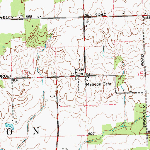 Topographic Map of Fryer Cemetery, OH