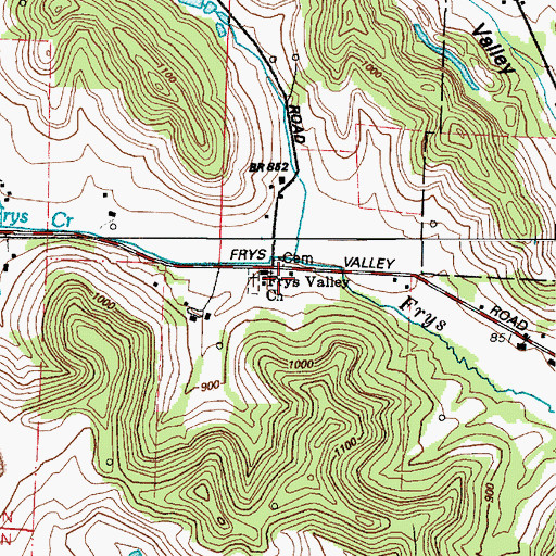 Topographic Map of Frys Valley Church, OH