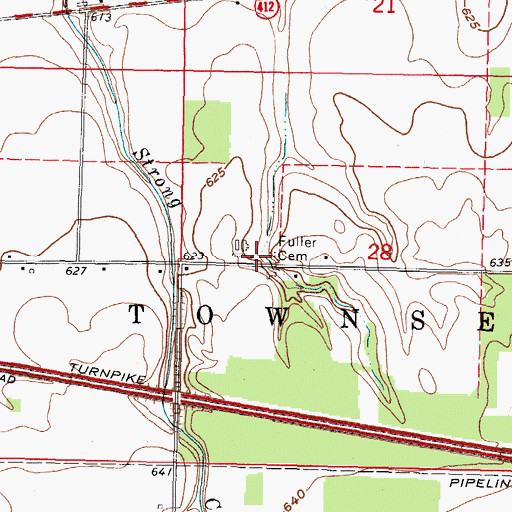 Topographic Map of Fuller Cemetery, OH