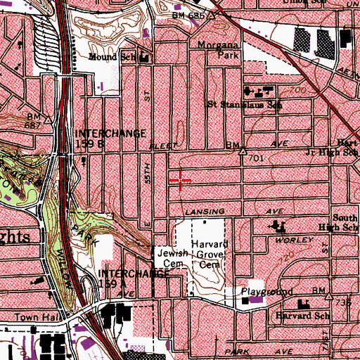Topographic Map of Fullerton School, OH
