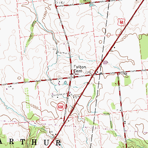 Topographic Map of Fulton Cemetery, OH