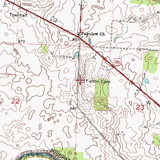 Topographic Map of Fulton Cemetery, OH