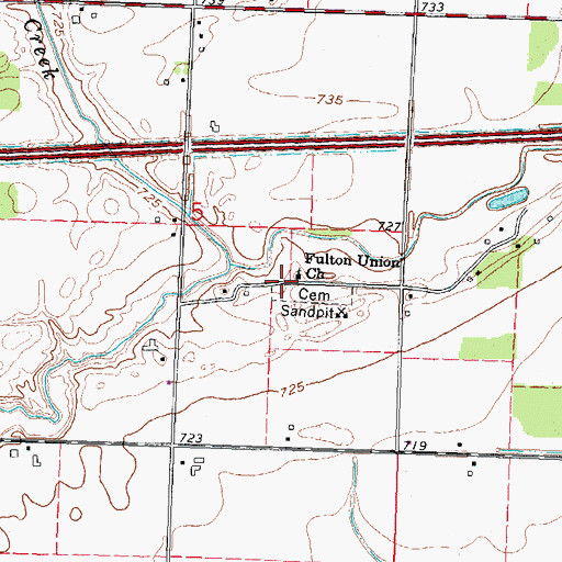 Topographic Map of Fulton Union Church, OH