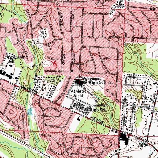 Topographic Map of Furgerson Junior High School, OH