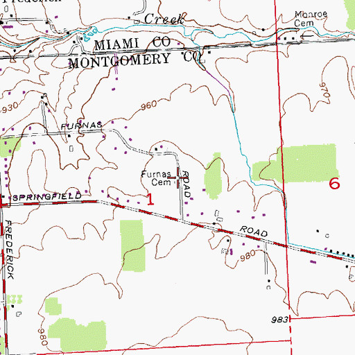 Topographic Map of Furnas Cemetery, OH