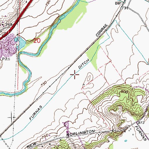 Topographic Map of Furnas Ditch, OH