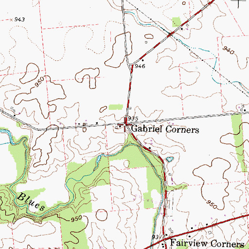 Topographic Map of Gabriel Corners, OH