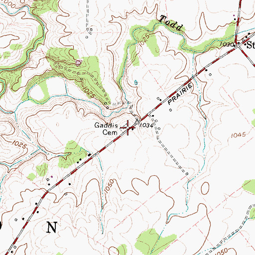Topographic Map of Gaddis Cemetery, OH