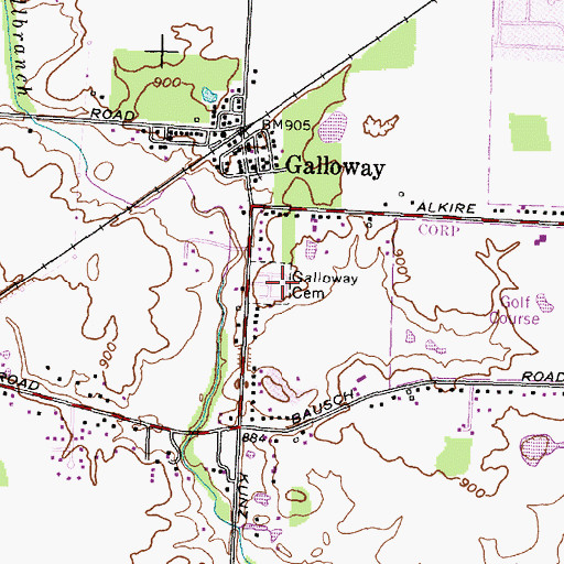 Topographic Map of Galloway Cemetery, OH