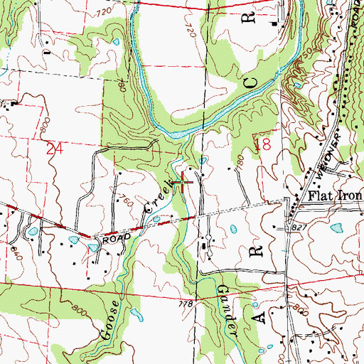Topographic Map of Gander Run, OH