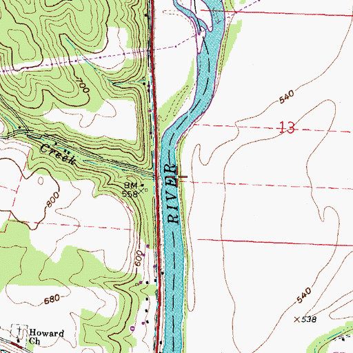 Topographic Map of Ganderhook Creek, OH