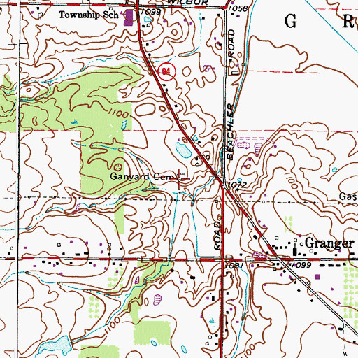 Topographic Map of Ganyard Cemetery, OH