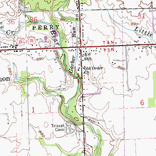 Topographic Map of Garber Run, OH