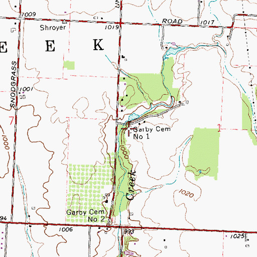 Topographic Map of Garby Cemetery Number 1, OH