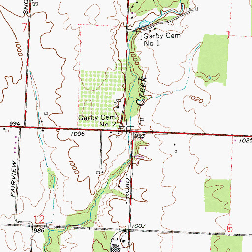 Topographic Map of Garby Cemetery Number 2, OH