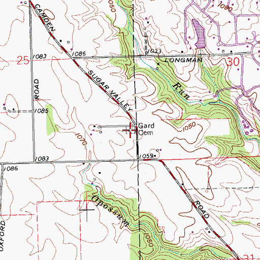 Topographic Map of Gard Cemetery, OH