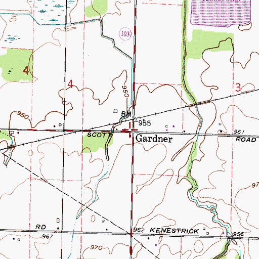 Topographic Map of Gardner, OH