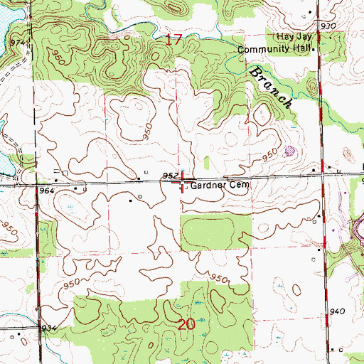 Topographic Map of Gardner Cemetery, OH