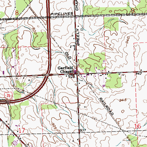 Topographic Map of Garfield Chapel, OH