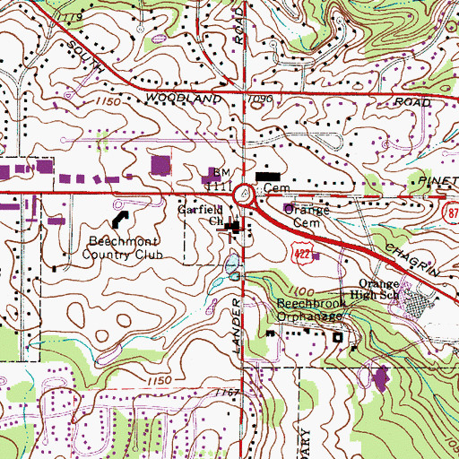 Topographic Map of Garfield Church, OH