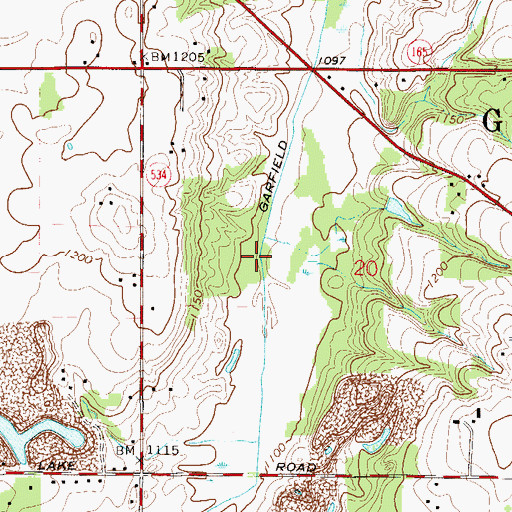 Topographic Map of Garfield Ditch, OH