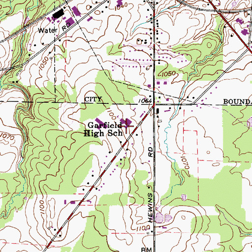Topographic Map of Garfield High School, OH