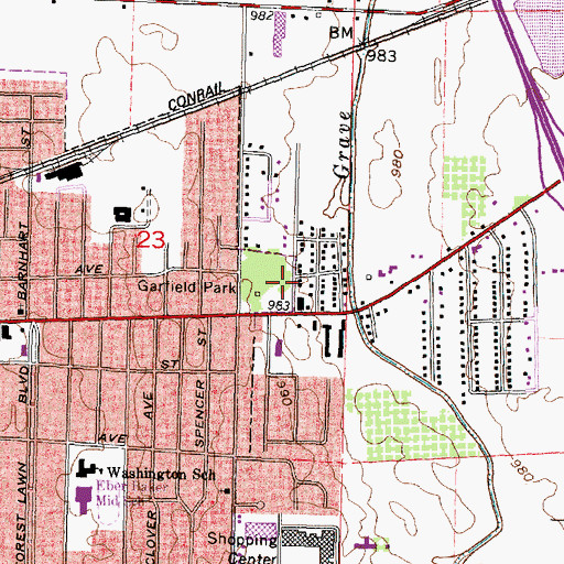 Topographic Map of Garfield Park, OH
