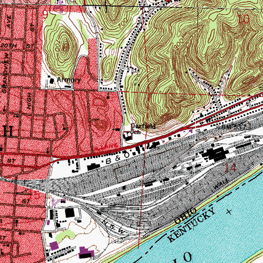 Topographic Map of Garfield School, OH