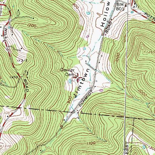 Topographic Map of Garner Cemetery, OH