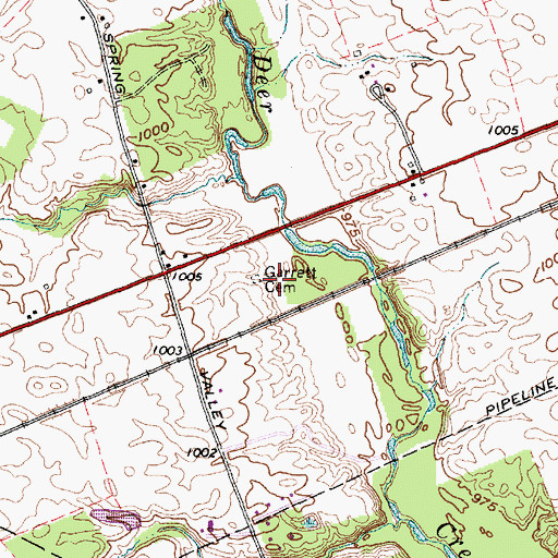 Topographic Map of Garrett Cemetery, OH