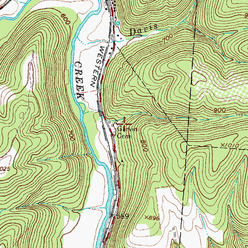 Topographic Map of Garvin Cemetery, OH