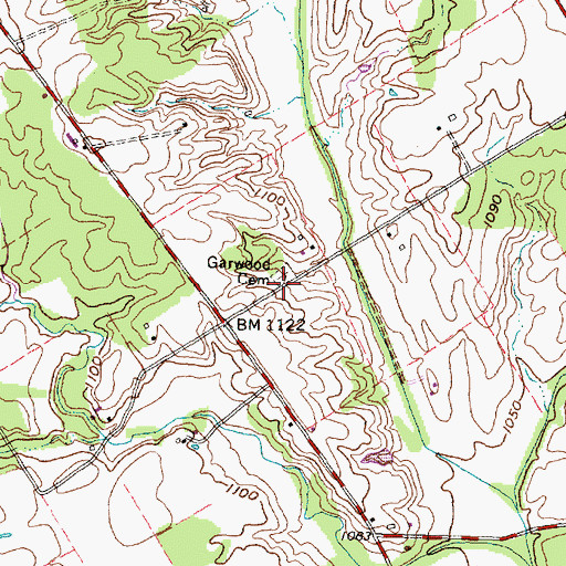 Topographic Map of Garwood Cemetery, OH