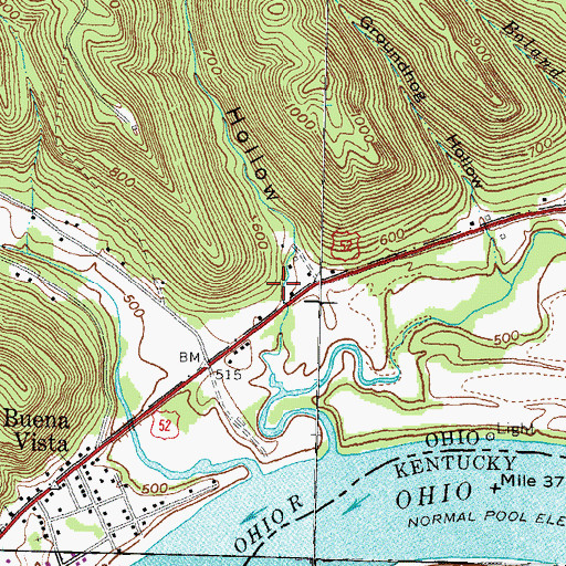 Topographic Map of Gas Hollow, OH