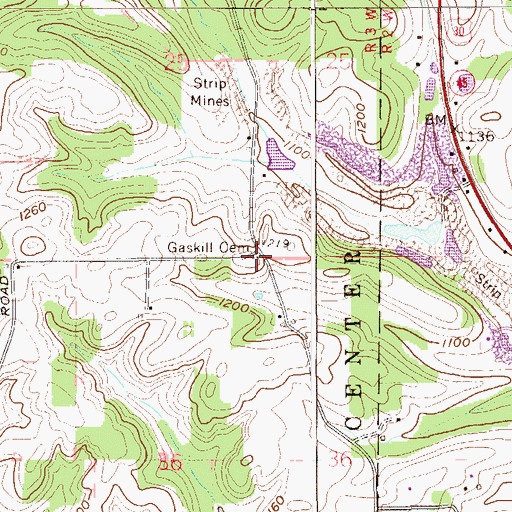 Topographic Map of Gaskill Cemetery, OH