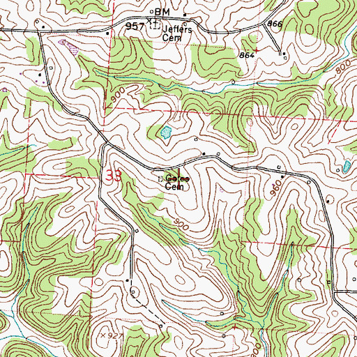Topographic Map of Gates Cemetery, OH