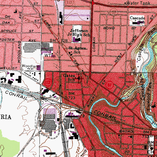 Topographic Map of Gates School, OH