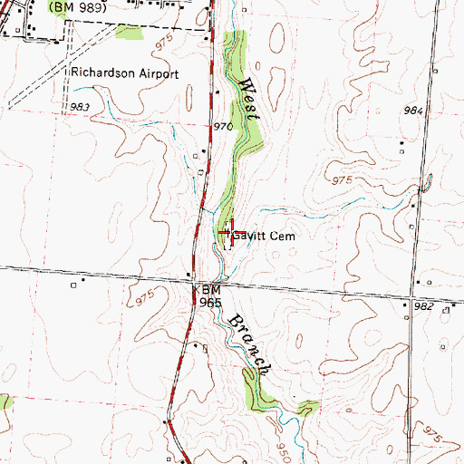 Topographic Map of Gavitt Cemetery, OH