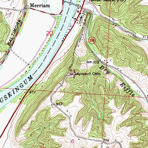 Topographic Map of Gaysport Cemetery, OH