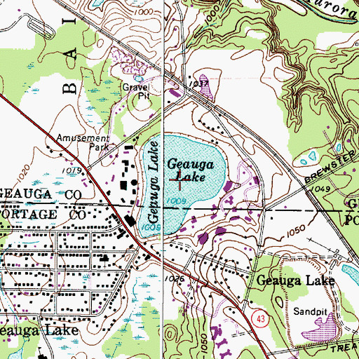 Topographic Map of Geauga Lake, OH