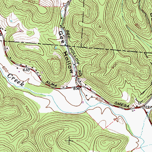 Topographic Map of Gee Hollow, OH