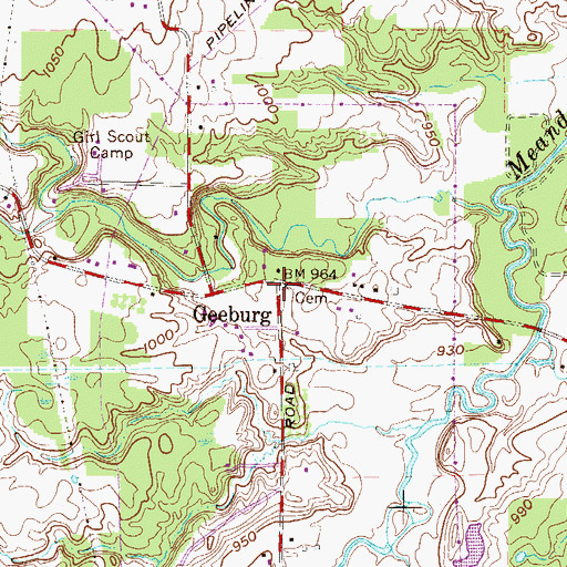 Topographic Map of Geeburg, OH