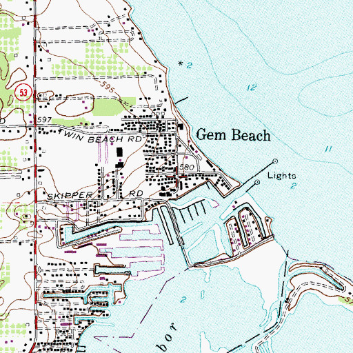 Topographic Map of Gem Beach, OH