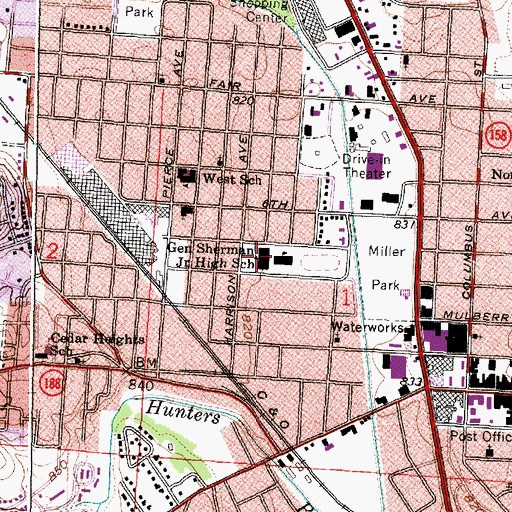 Topographic Map of General Sherman Junior High School, OH