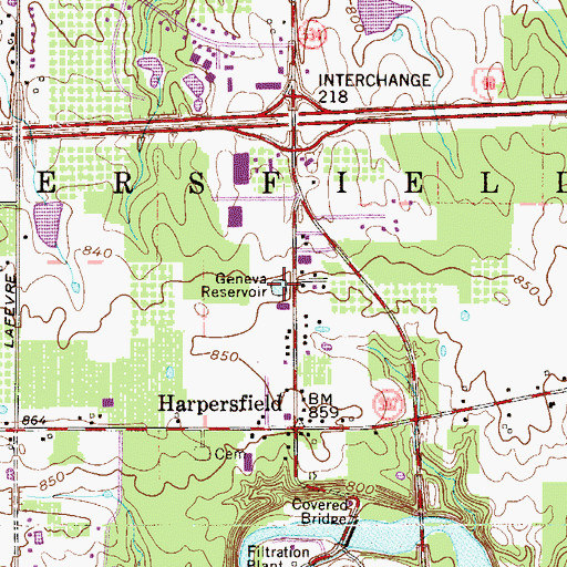 Topographic Map of Geneva Reservoir, OH