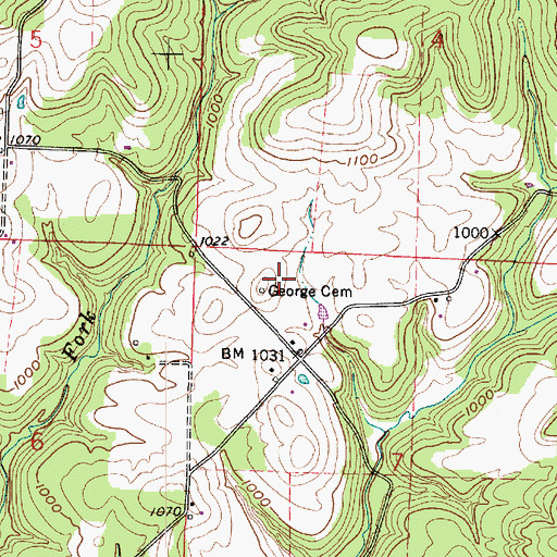 Topographic Map of George Cemetery, OH